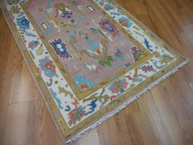 4' x 6.2' Ft. Turkish Bohemian Oushak Contemporary Hand Knotted Wool Rug - BR462