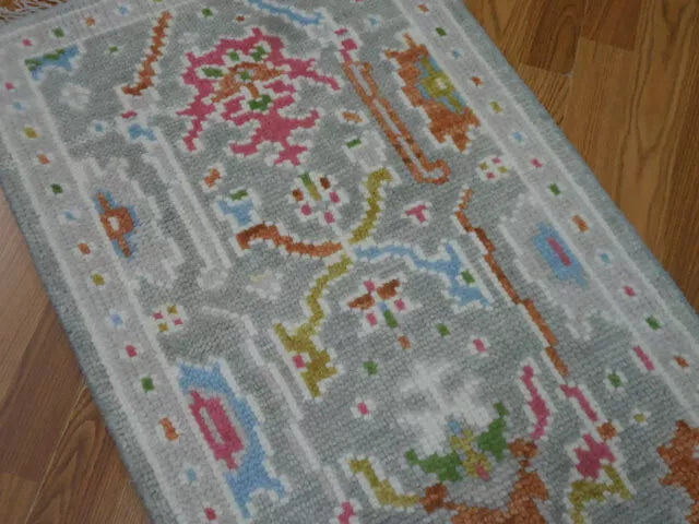 2' x 3' Ft. Turkish Bohemian Oushak Contemporary Hand Knotted Wool Rug - BR469