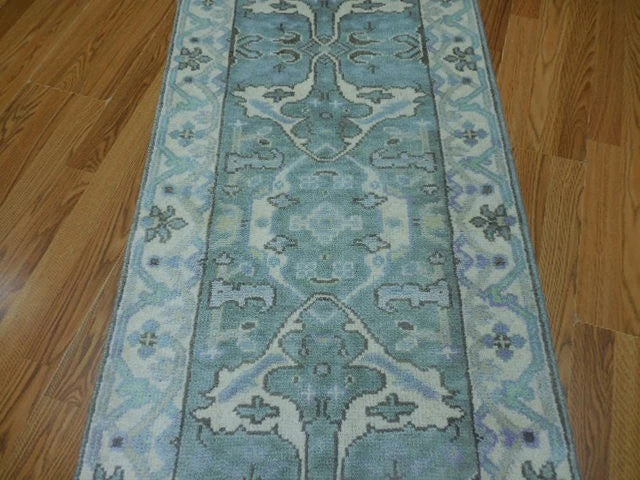 2.5’ x 10' Ft. Contemporary Turkish Oushak Bohemian Hand Knotted Wool Runner / Rug - BR3025