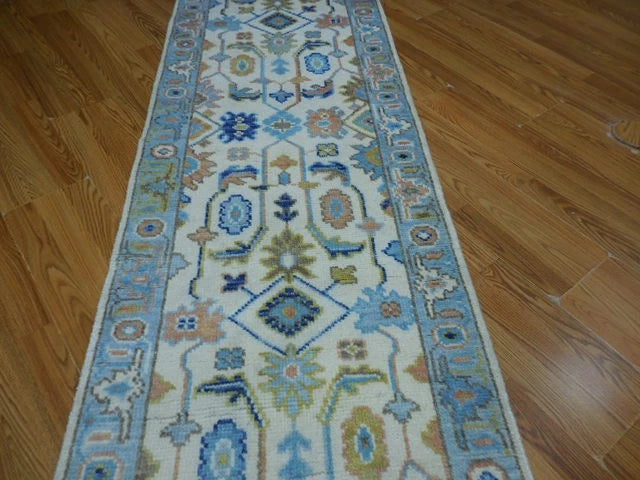 2.6' x 8' Ft. Contemporary Turkish Oushak Bohemian Geometric Hand Knotted Wool Runner – BR3052