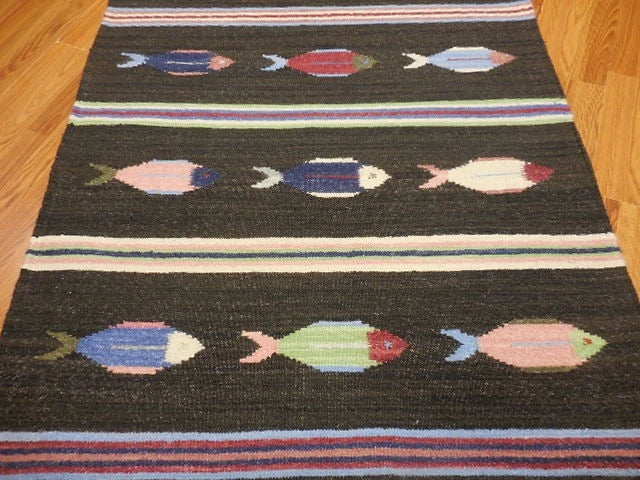 4' x 6' Ft. Fun Colorful Contemporary Fish Design Turkish Oushak Kilim Hand Knotted Wool Area Rug – BR3060