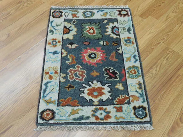 2' x 3' Ft. Turkish Bohemian Oushak Contemporary Hand Knotted Wool Rug - BR470