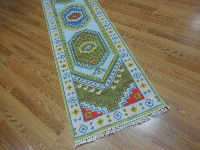 2' x 8' Ft. Contemporary Turkish Bohemian Oushak Hand Knotted Wool Runner / Rug - BR3061