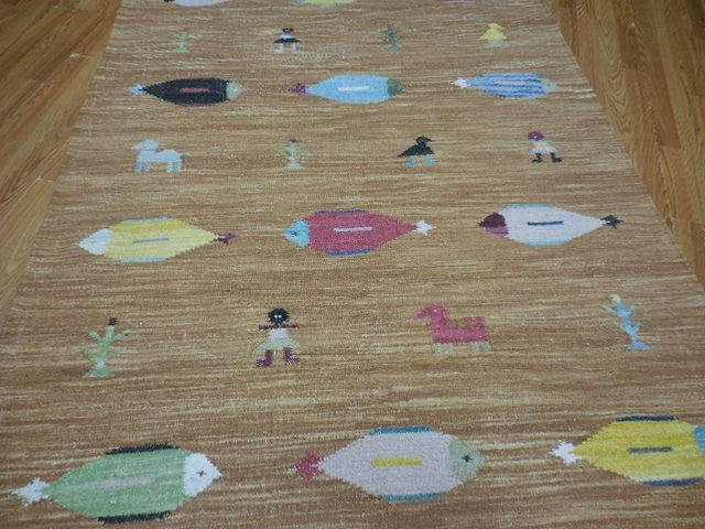 5' x 8' Ft. Fun Colorful Fish / Farm Design Turkish Oushak Hand Knotted Wool Area Rug - BR3063