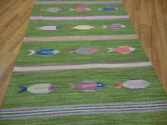 4' x 6' Ft. Fun Colorful Fish Design Turkish Oushak Hand Knotted Wool Area Rug – BR3056