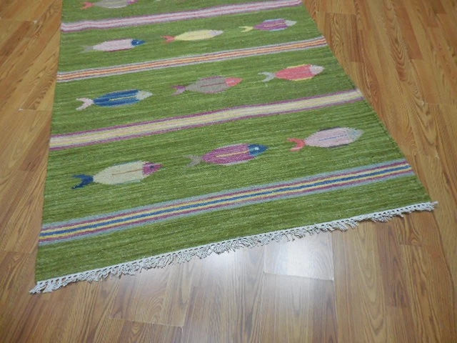4' x 6' Ft. Fun Colorful Fish Design Turkish Oushak Hand Knotted Wool Area Rug – BR3056