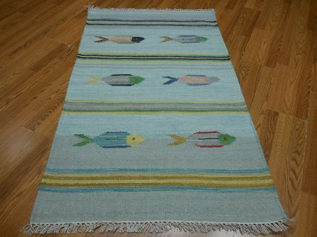 3' x 5' Ft. Fun Colorful Fish Design Turkish Oushak Hand Knotted Wool Area Rug – BR3021