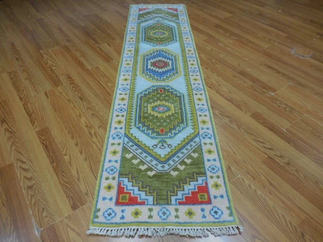 2' x 8' Ft. Contemporary Turkish Bohemian Oushak Hand Knotted Wool Runner / Rug - BR3061