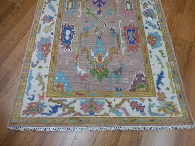 4' x 6.2' Ft. Turkish Bohemian Oushak Contemporary Hand Knotted Wool Rug - BR462