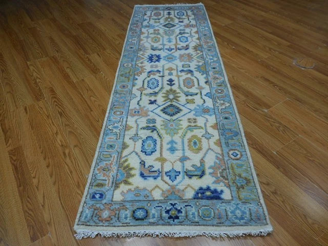 2.6' x 8' Ft. Contemporary Turkish Oushak Bohemian Geometric Hand Knotted Wool Runner – BR3052