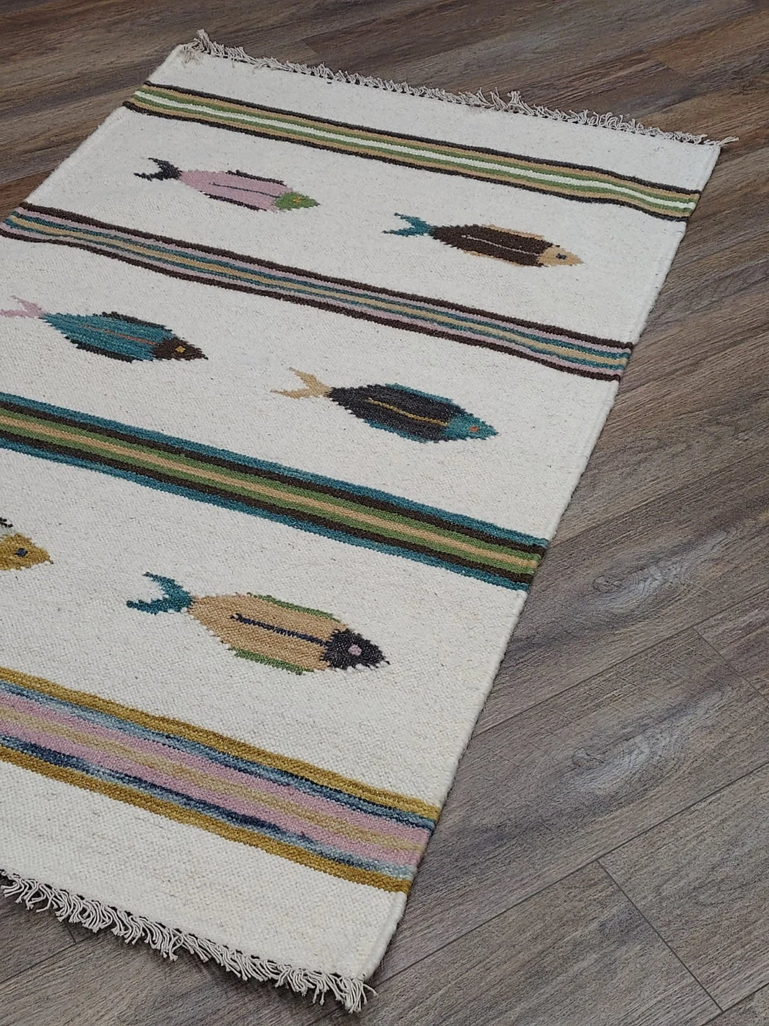 3' x 5' Ft. Fun Colorful Fish Design Turkish Oushak Kilim Hand Knotted Wool Area Rug – BR3028