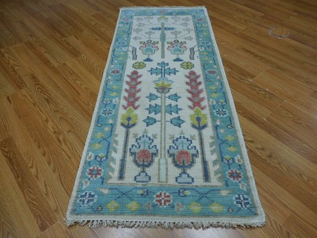 2.5' x 6' Ft. Contemporary Turkish Bohemian Oushak Hand Knotted Wool Runner / Rug - BR3070