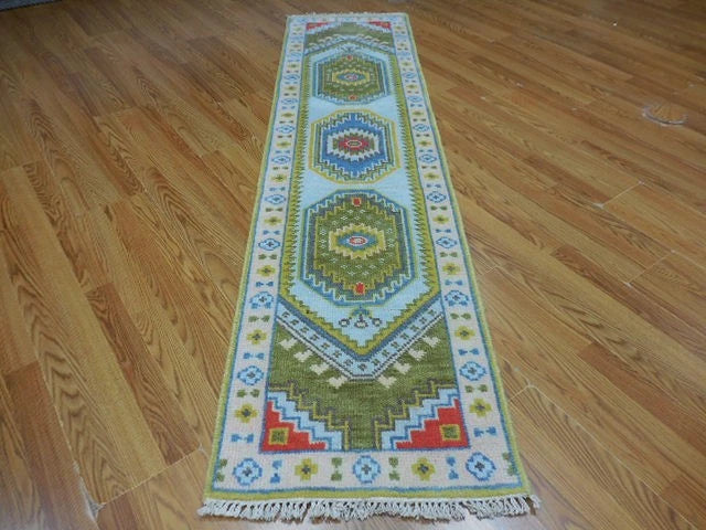 2' x 8' Ft. Contemporary Turkish Bohemian Oushak Hand Knotted Wool Runner / Rug - BR3061