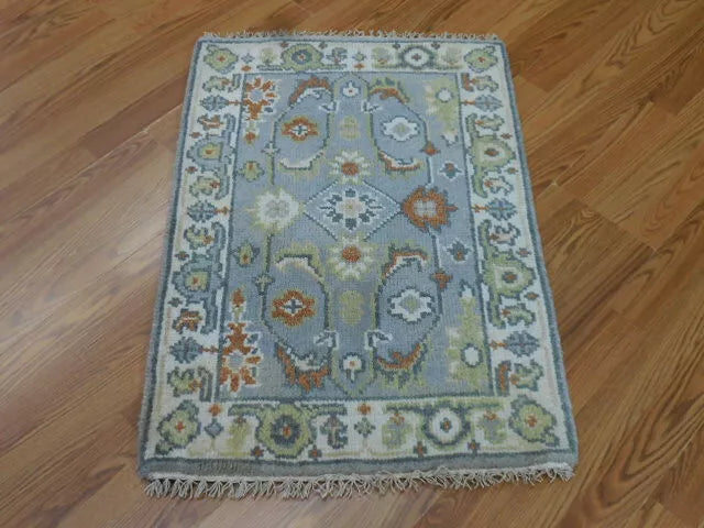 2' x 3' Ft. Turkish Bohemian Oushak Contemporary Hand Knotted Wool Rug - BR466
