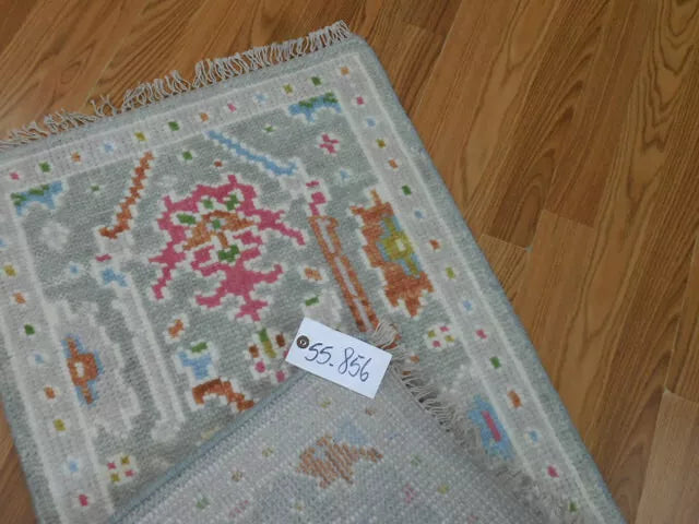 2' x 3' Ft. Turkish Bohemian Oushak Contemporary Hand Knotted Wool Rug - BR469