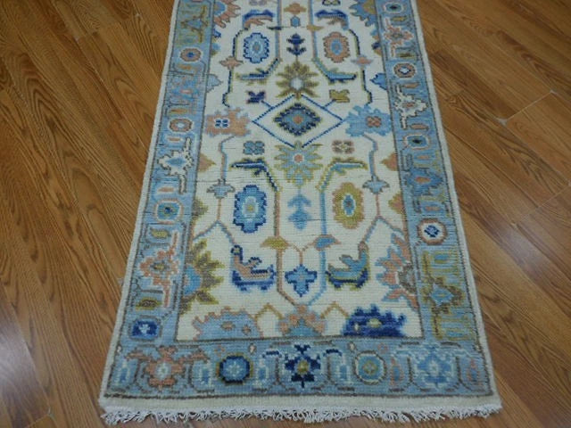 2.6' x 8' Ft. Contemporary Turkish Oushak Bohemian Geometric Hand Knotted Wool Runner – BR3052