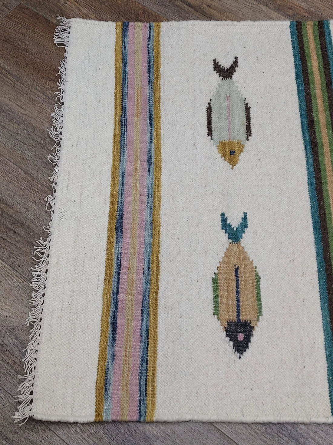 3' x 5' Ft. Fun Colorful Fish Design Turkish Oushak Kilim Hand Knotted Wool Area Rug – BR3028