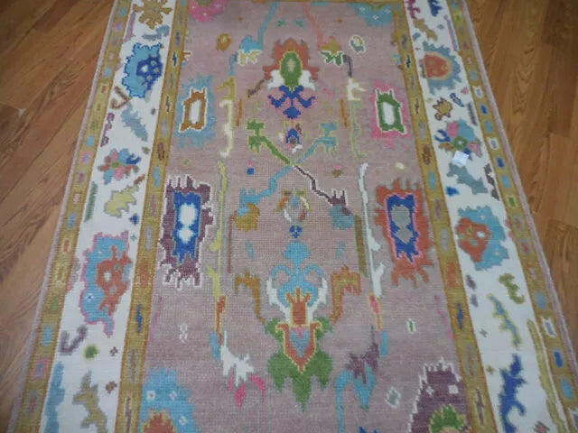 4' x 6.2' Ft. Turkish Bohemian Oushak Contemporary Hand Knotted Wool Rug - BR462