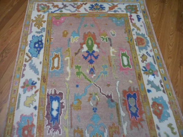 4' x 6.2' Ft. Turkish Bohemian Oushak Contemporary Hand Knotted Wool Rug - BR462