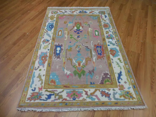 4' x 6.2' Ft. Turkish Bohemian Oushak Contemporary Hand Knotted Wool Rug - BR462