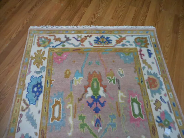 4' x 6.2' Ft. Turkish Bohemian Oushak Contemporary Hand Knotted Wool Rug - BR462