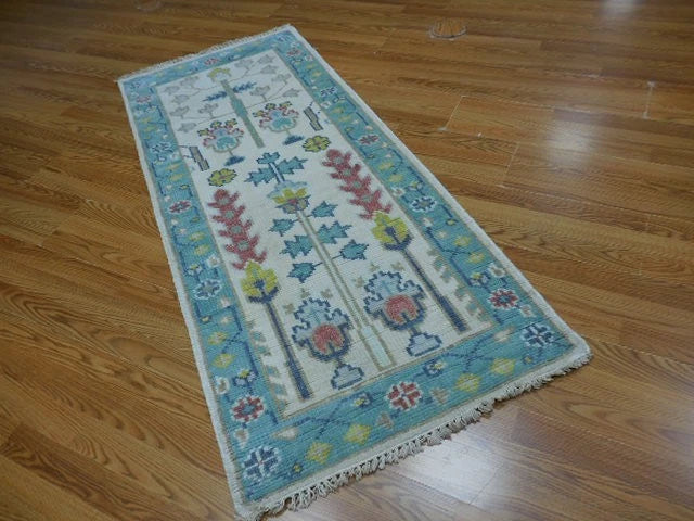 2.5' x 6' Ft. Contemporary Turkish Bohemian Oushak Hand Knotted Wool Runner / Rug - BR3070