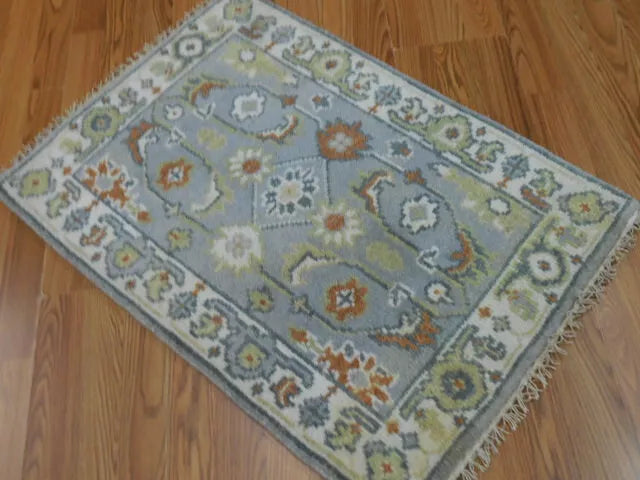 2' x 3' Ft. Turkish Bohemian Oushak Contemporary Hand Knotted Wool Rug - BR466