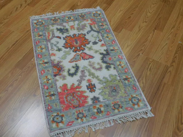 2' x 3' Ft. Turkish Bohemian Oushak Contemporary Hand Knotted Wool Rug - BR460