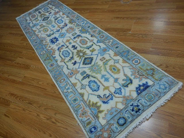 2.6' x 8' Ft. Contemporary Turkish Oushak Bohemian Geometric Hand Knotted Wool Runner – BR3052