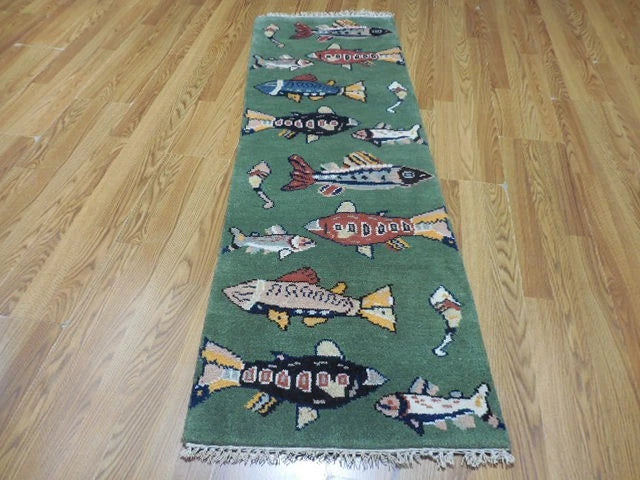 2’ x 6' Ft. Fun Colorful Fish / Sea Design Turkish Oushak Hand Knotted Wool Runner / Rug - BR2677