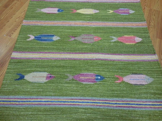 4' x 6' Ft. Fun Colorful Fish Design Turkish Oushak Hand Knotted Wool Area Rug – BR3056