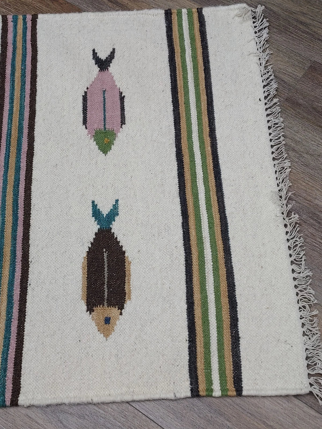 3' x 5' Ft. Fun Colorful Fish Design Turkish Oushak Kilim Hand Knotted Wool Area Rug – BR3028