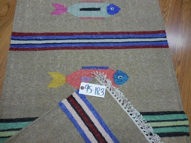 2.6' x 6' Ft. Fun Colorful Fish Design Turkish Hand Knotted Wool Rug / Runner - BR3054