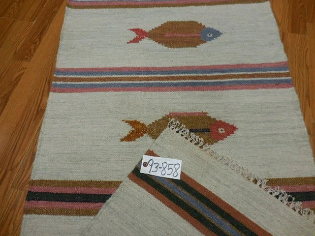 2.6' x 6' Ft. Fun Colorful Fish Design Turkish Hand Knotted Wool Rug / Runner - BR3050