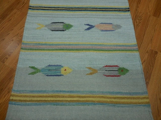 3' x 5' Ft. Fun Colorful Fish Design Turkish Oushak Hand Knotted Wool Area Rug – BR3021