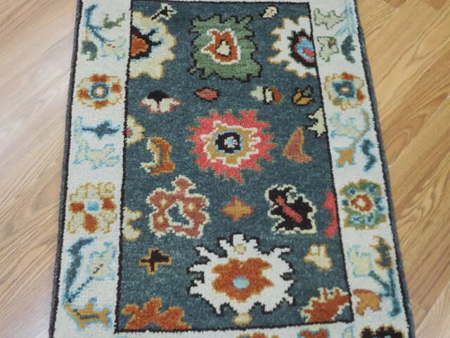 2' x 3' Ft. Turkish Bohemian Oushak Contemporary Hand Knotted Wool Rug - BR470