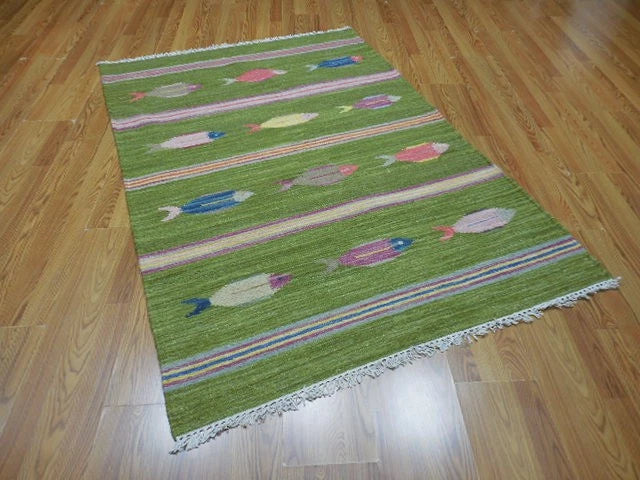 4' x 6' Ft. Fun Colorful Fish Design Turkish Oushak Hand Knotted Wool Area Rug – BR3056