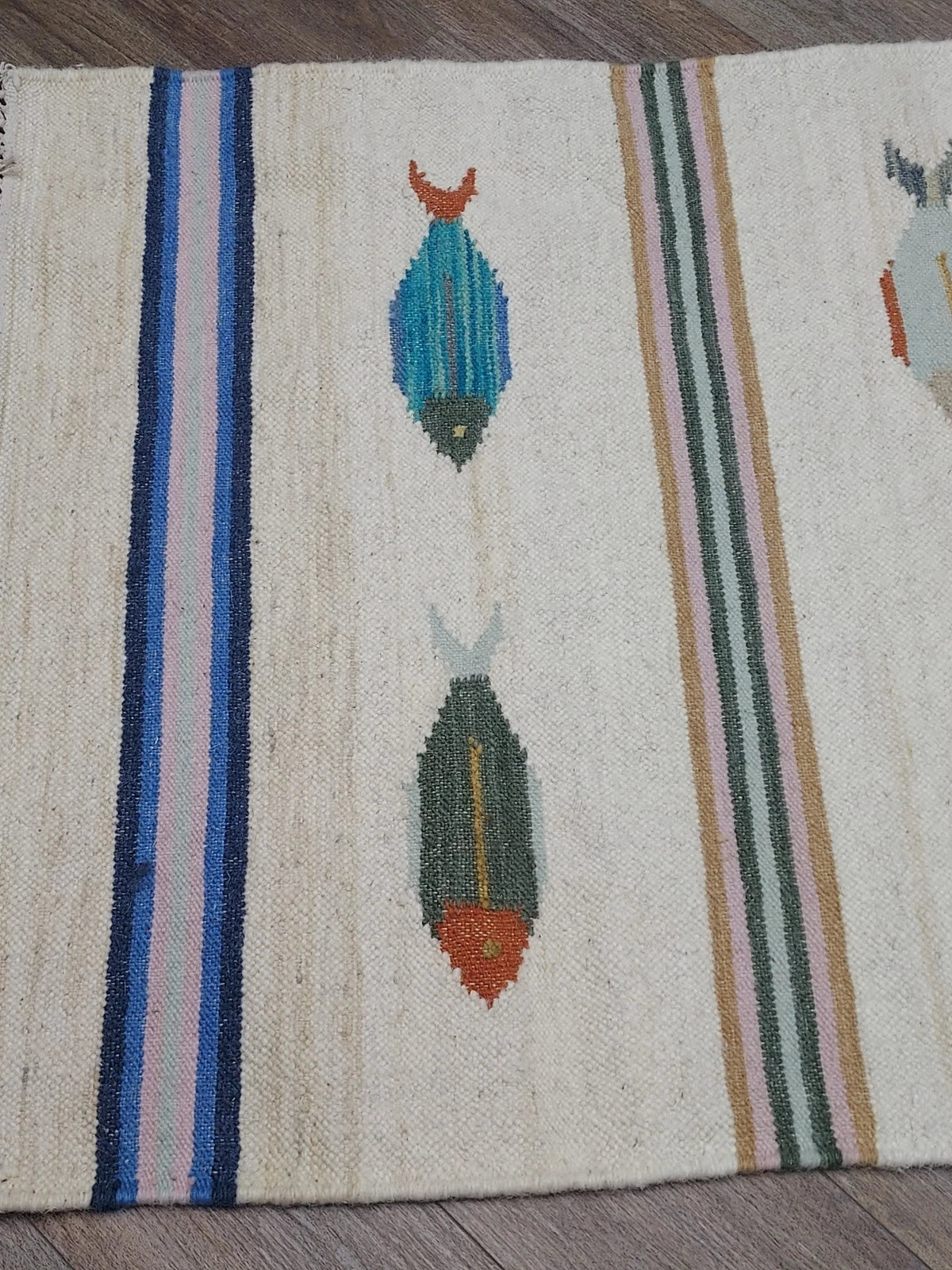 3' x 5' Ft. Fun Colorful Fish Design Turkish Oushak Kilim Hand Knotted Wool Area Rug – BR3048