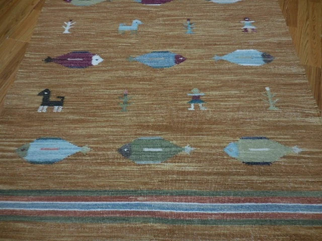 5' x 8' Ft. Fun Colorful Fish Design Turkish Oushak Hand Knotted Wool Area Rug - BR3020