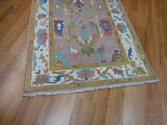 4' x 6.2' Ft. Turkish Bohemian Oushak Contemporary Hand Knotted Wool Rug - BR462