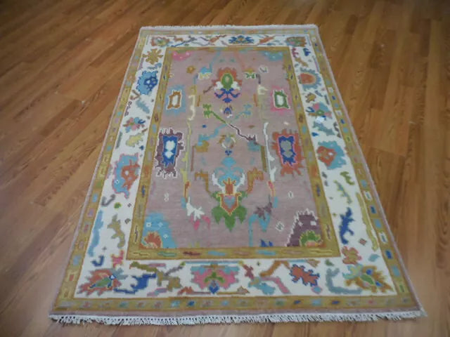 4' x 6.2' Ft. Turkish Bohemian Oushak Contemporary Hand Knotted Wool Rug - BR462