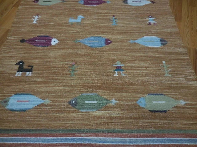 5' x 8' Ft. Fun Colorful Fish Design Turkish Oushak Hand Knotted Wool Area Rug - BR3020