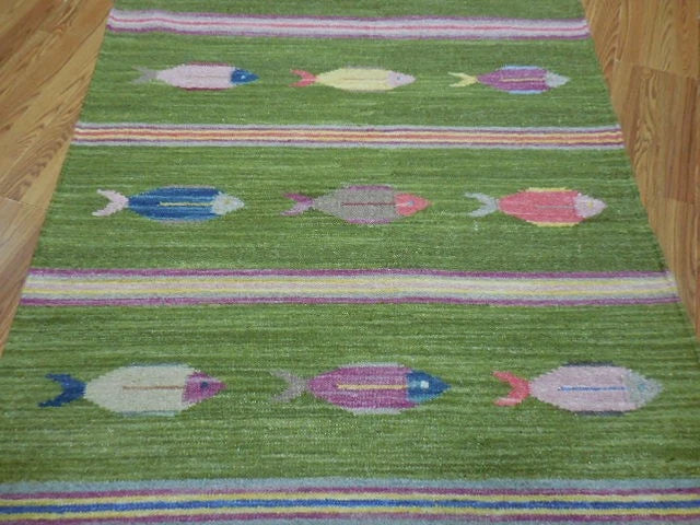 4' x 6' Ft. Fun Colorful Fish Design Turkish Oushak Hand Knotted Wool Area Rug – BR3056