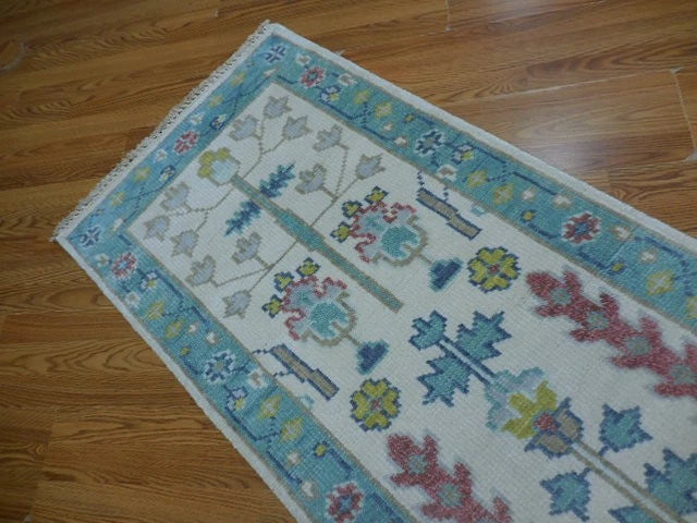 2.5' x 6' Ft. Contemporary Turkish Bohemian Oushak Hand Knotted Wool Runner / Rug - BR3070