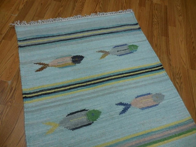 3' x 5' Ft. Fun Colorful Fish Design Turkish Oushak Hand Knotted Wool Area Rug – BR3021