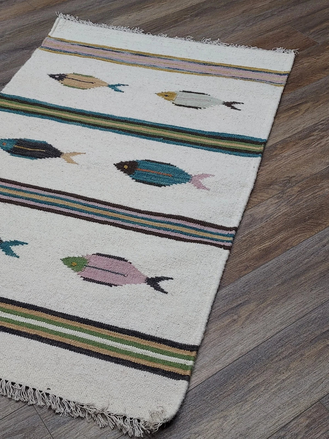 3' x 5' Ft. Fun Colorful Fish Design Turkish Oushak Kilim Hand Knotted Wool Area Rug – BR3028