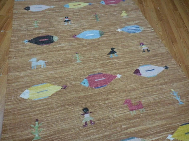 5' x 8' Ft. Fun Colorful Fish / Farm Design Turkish Oushak Hand Knotted Wool Area Rug - BR3063