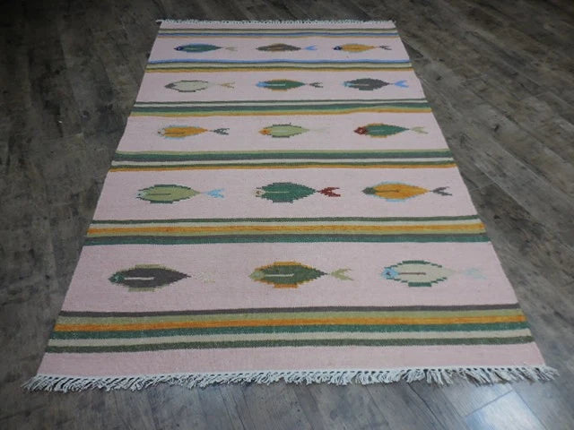4' x 6' Ft. Fun Colorful Fish Design Turkish Oushak Hand Knotted Wool Area Rug – BR2657