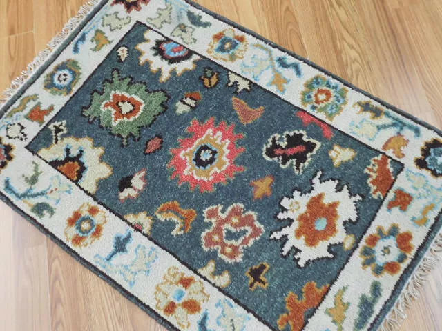 2' x 3' Ft. Turkish Bohemian Oushak Contemporary Hand Knotted Wool Rug - BR470