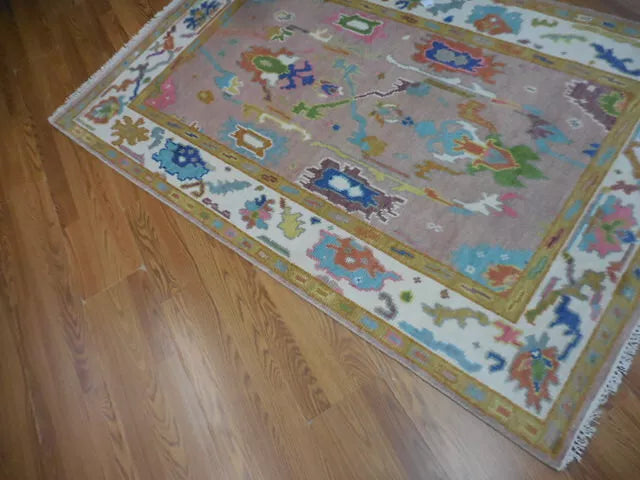 4' x 6.2' Ft. Turkish Bohemian Oushak Contemporary Hand Knotted Wool Rug - BR462